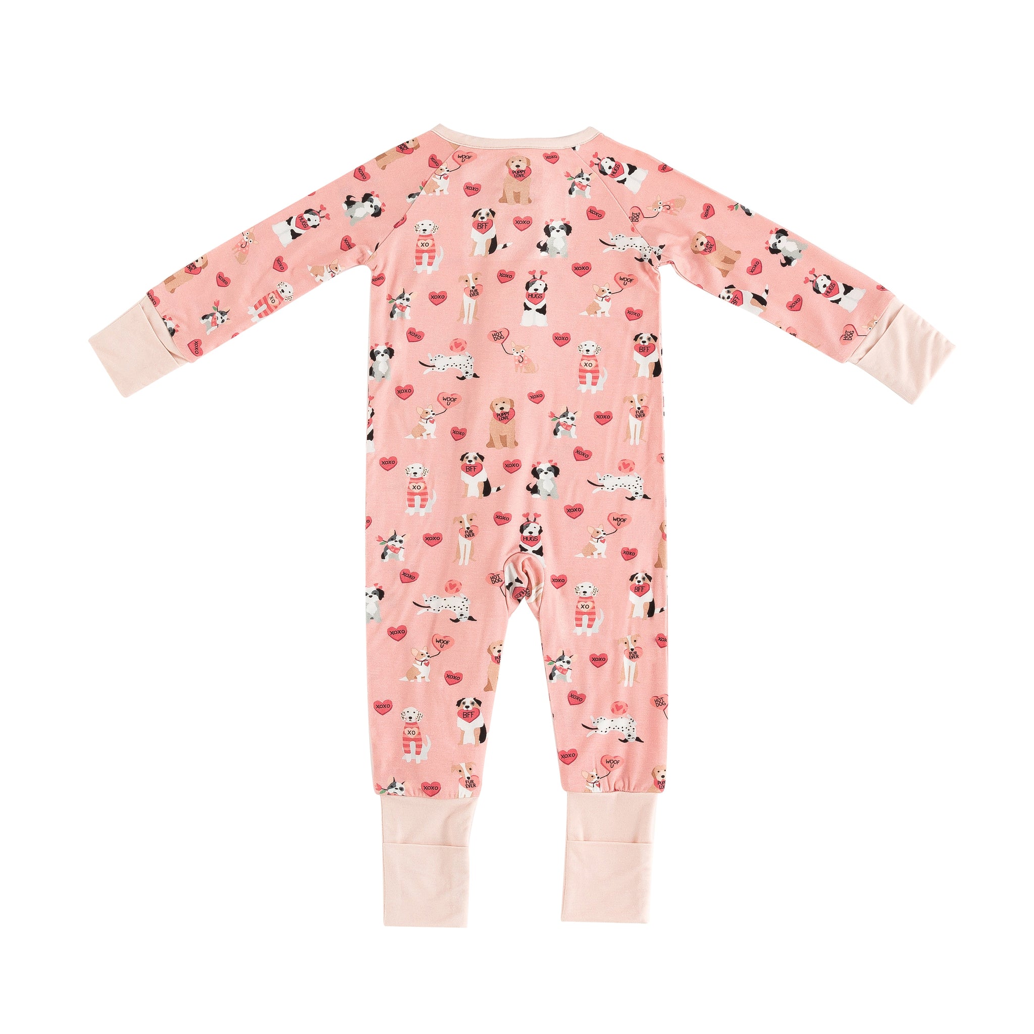 Pups & Kisses (Convertible Zip Footies) - Pink