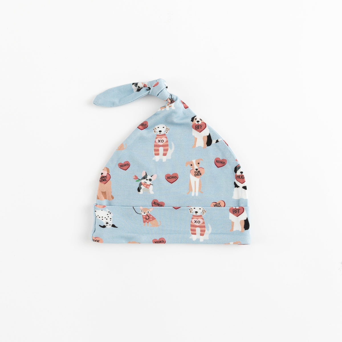 Three Little Tots Pups and Kisses Knotted Hat - Blue