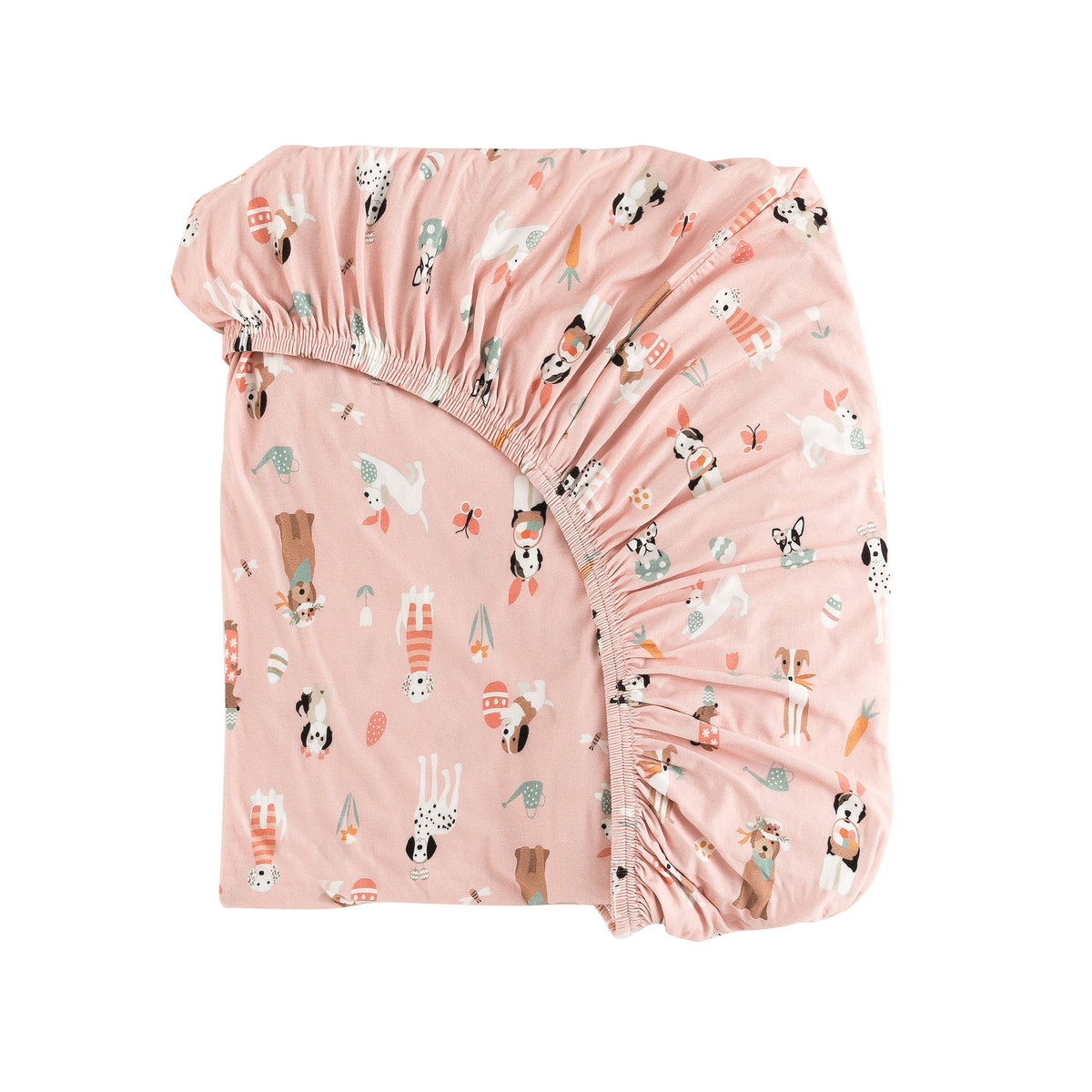 Three Little Tots Puppy Egg Hunt Crib Sheet - Pink