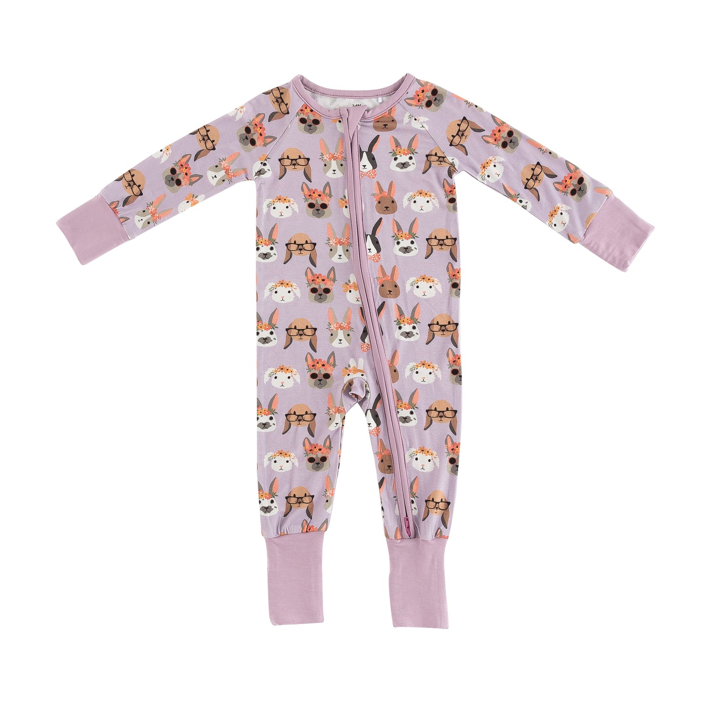 Children's onesie with animal pattern on a white background