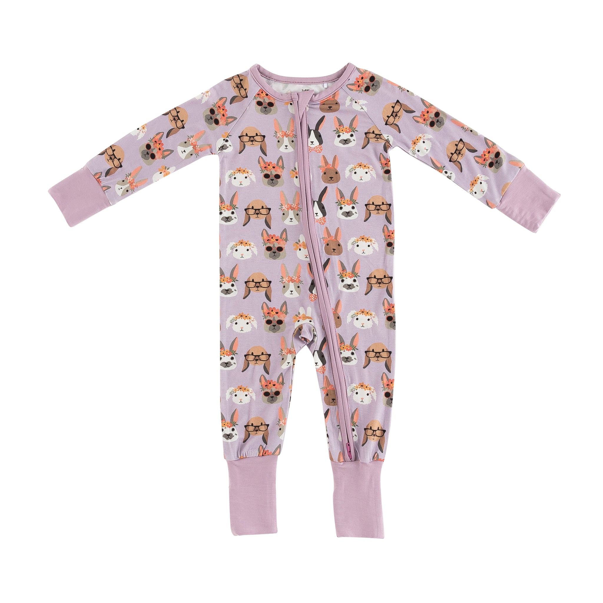 Children's onesie with animal pattern on a white background