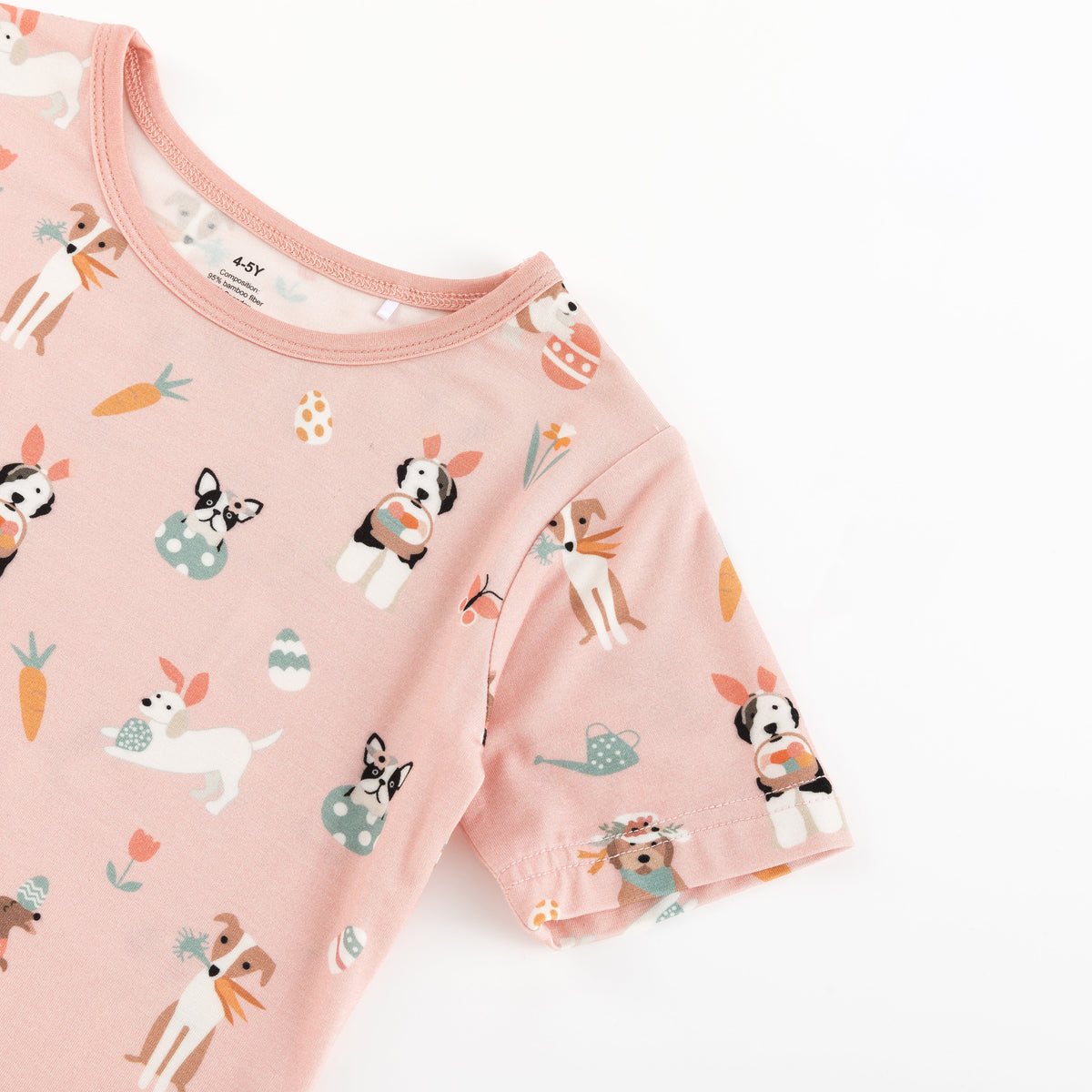 Three Little Tots Puppy Egg Hunt Short Sleeve PJ - Pink, alternate angle