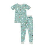 Three Little Tots Puppy Egg Hunt Short Sleeve PJ - Aquamarine, another angle