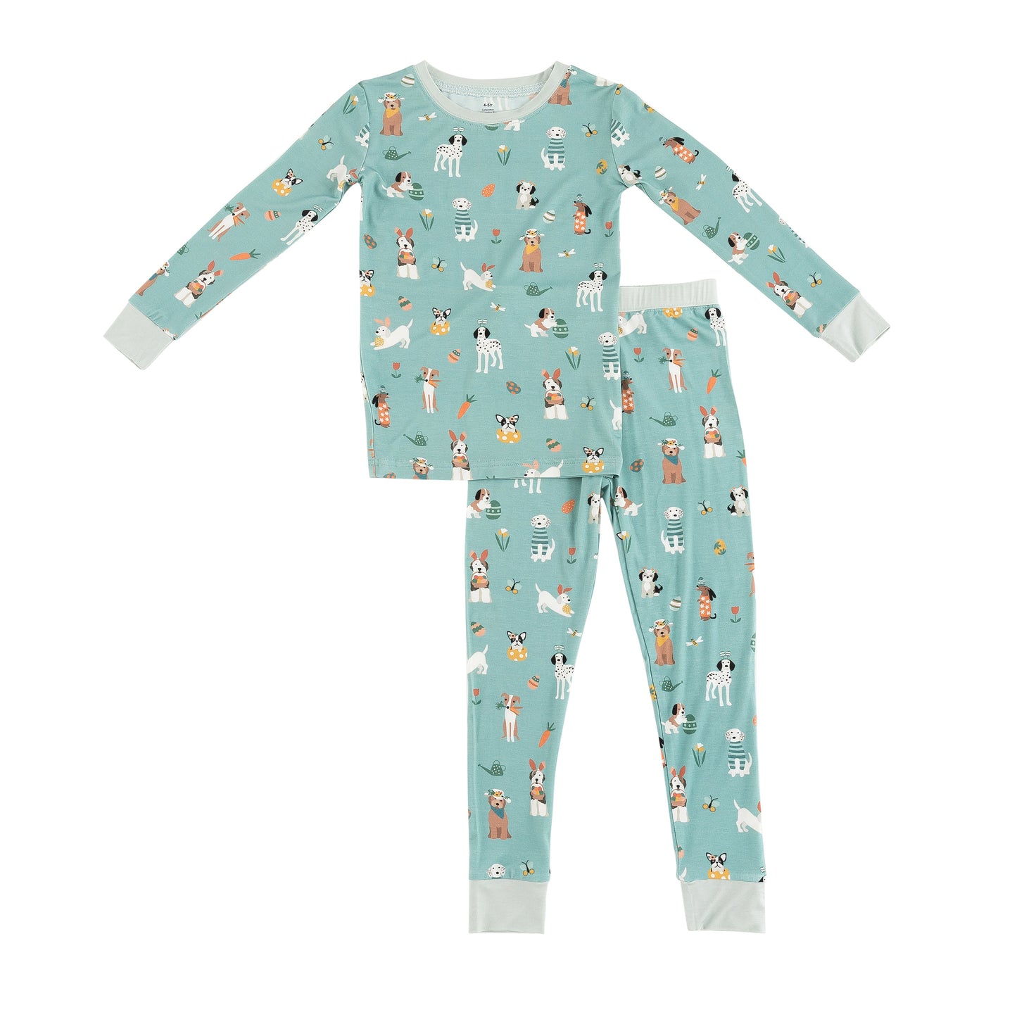 Three Little Tots Puppy Egg Hunt Long Sleeve PJ - Aquamarine, additional product photo
