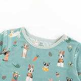 Three Little Tots Puppy Egg Hunt Short Sleeve PJ - Aquamarine, alternate angle