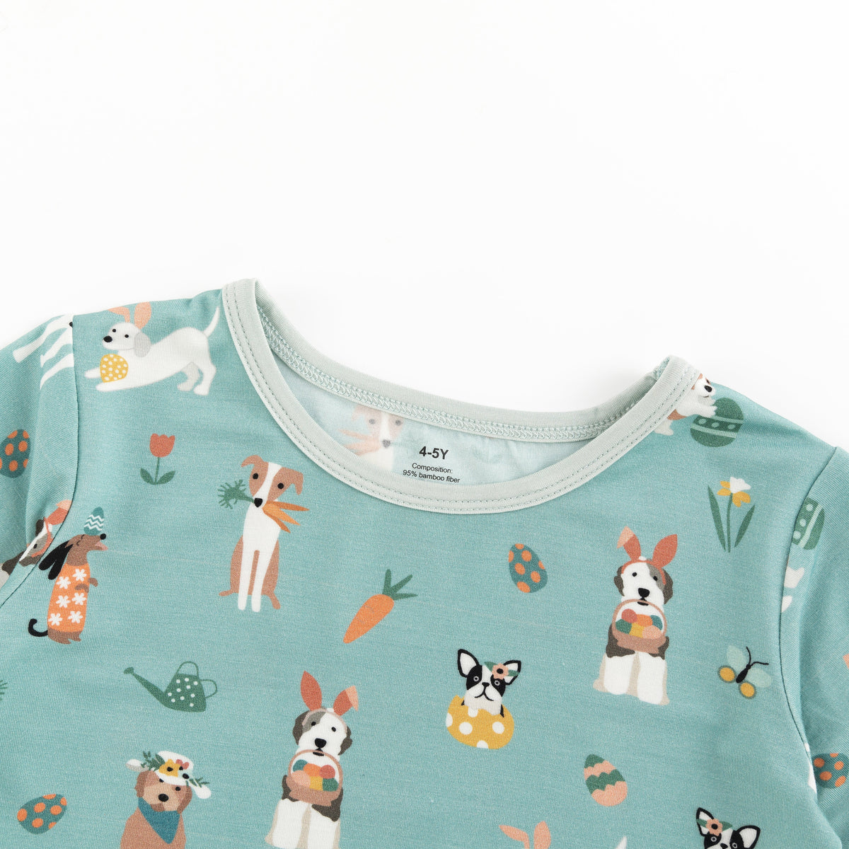 Three Little Tots Puppy Egg Hunt Short Sleeve PJ - Aquamarine, alternate angle