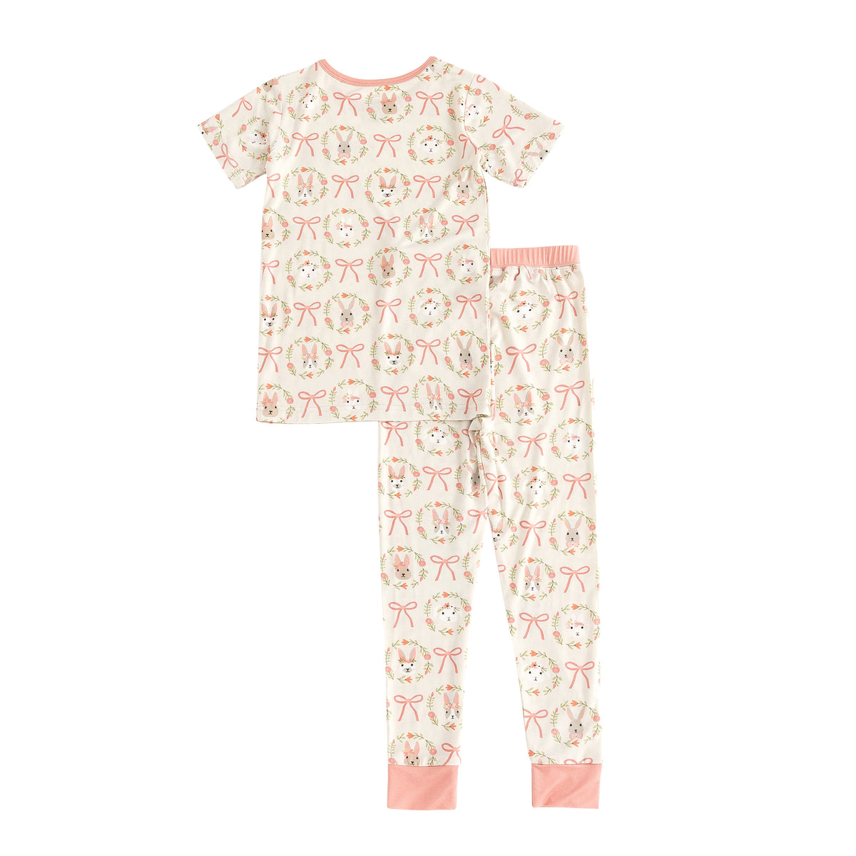 Three Little Tots Bows and Bunnies Short Sleeve PJ - Pink, additional product photo