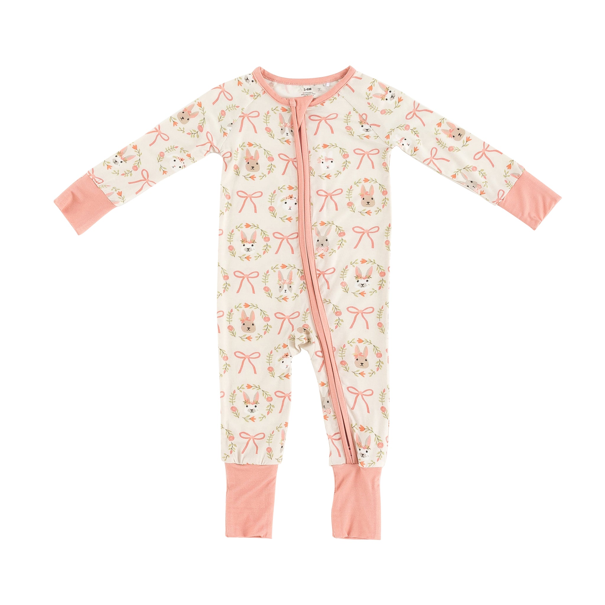 Bows & Bunnies (Convertible Zip Footies)