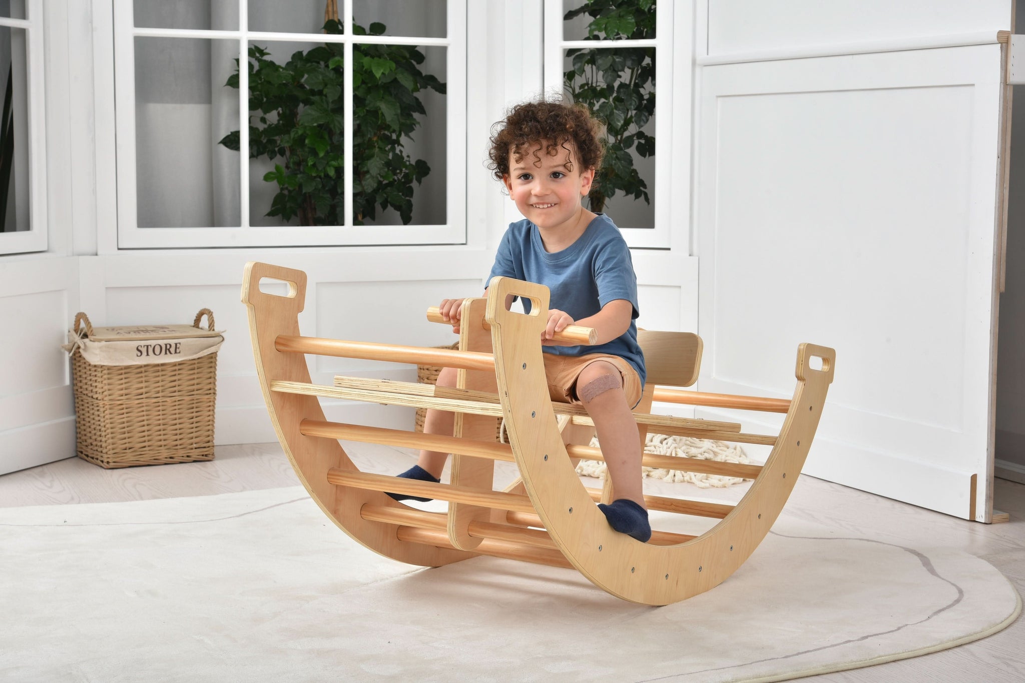 Three Little Tots Bailis - Climbing Arch and Rocker, in Natural