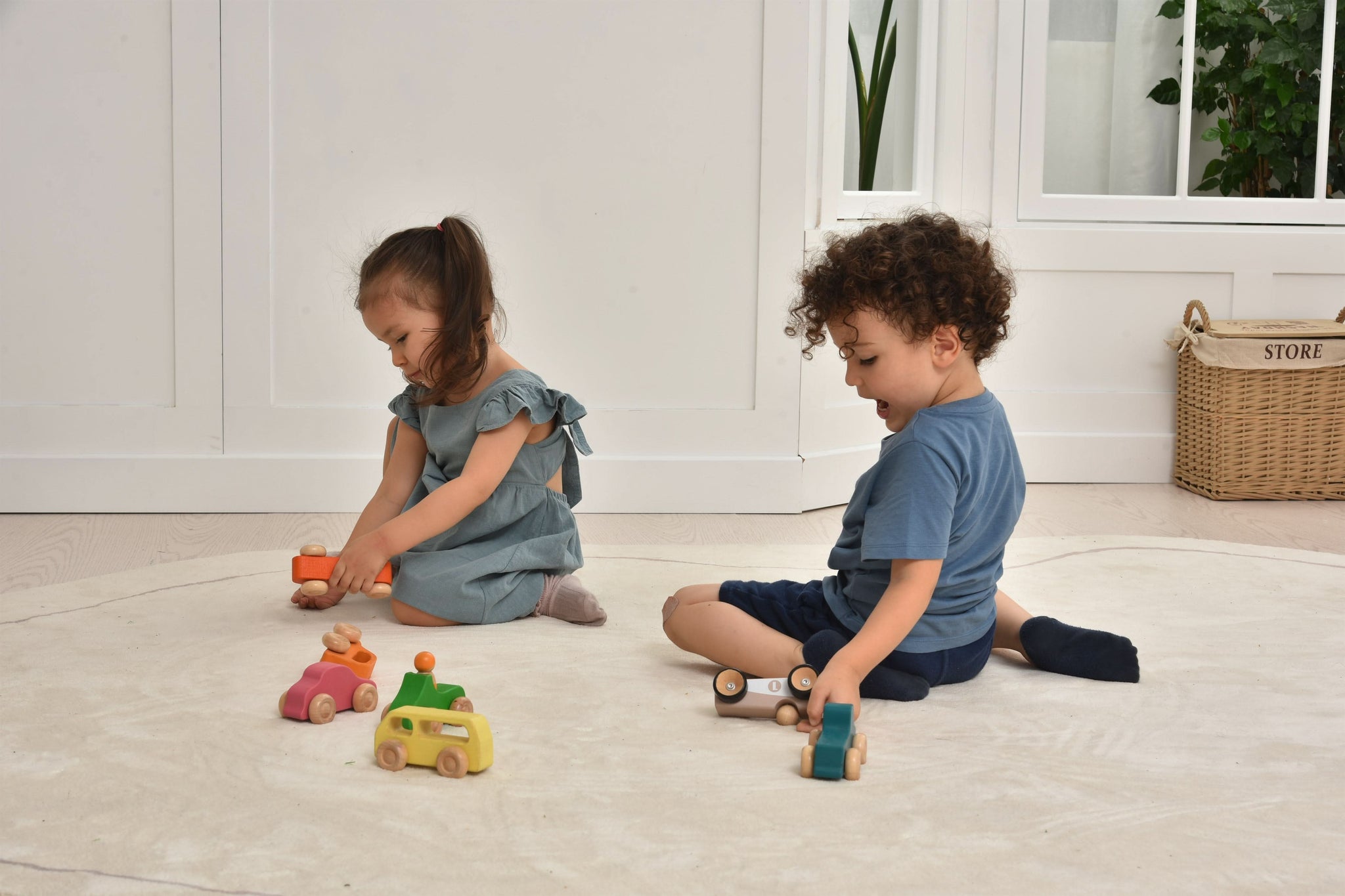 Three Little Tots Wooden Car Toy set - 10 Piece Set, additional product photo