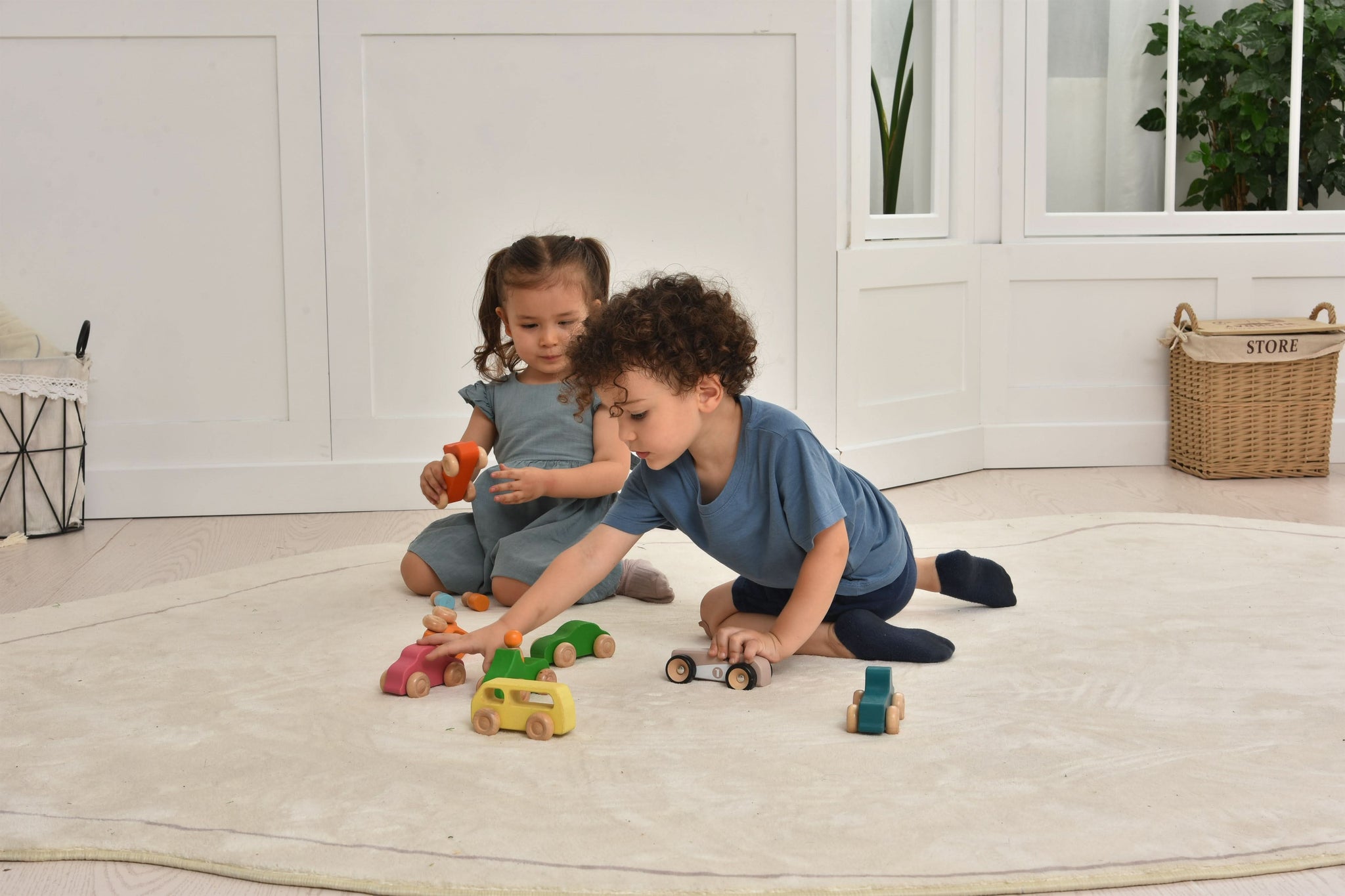 Three Little Tots Wooden Car Toy set - 10 Piece Set, additional product photo