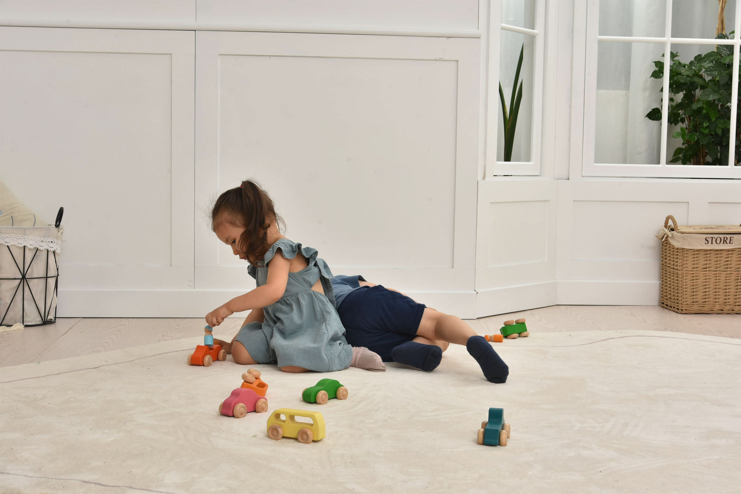 Three Little Tots Wooden Car Toy set - 10 Piece Set, additional product photo
