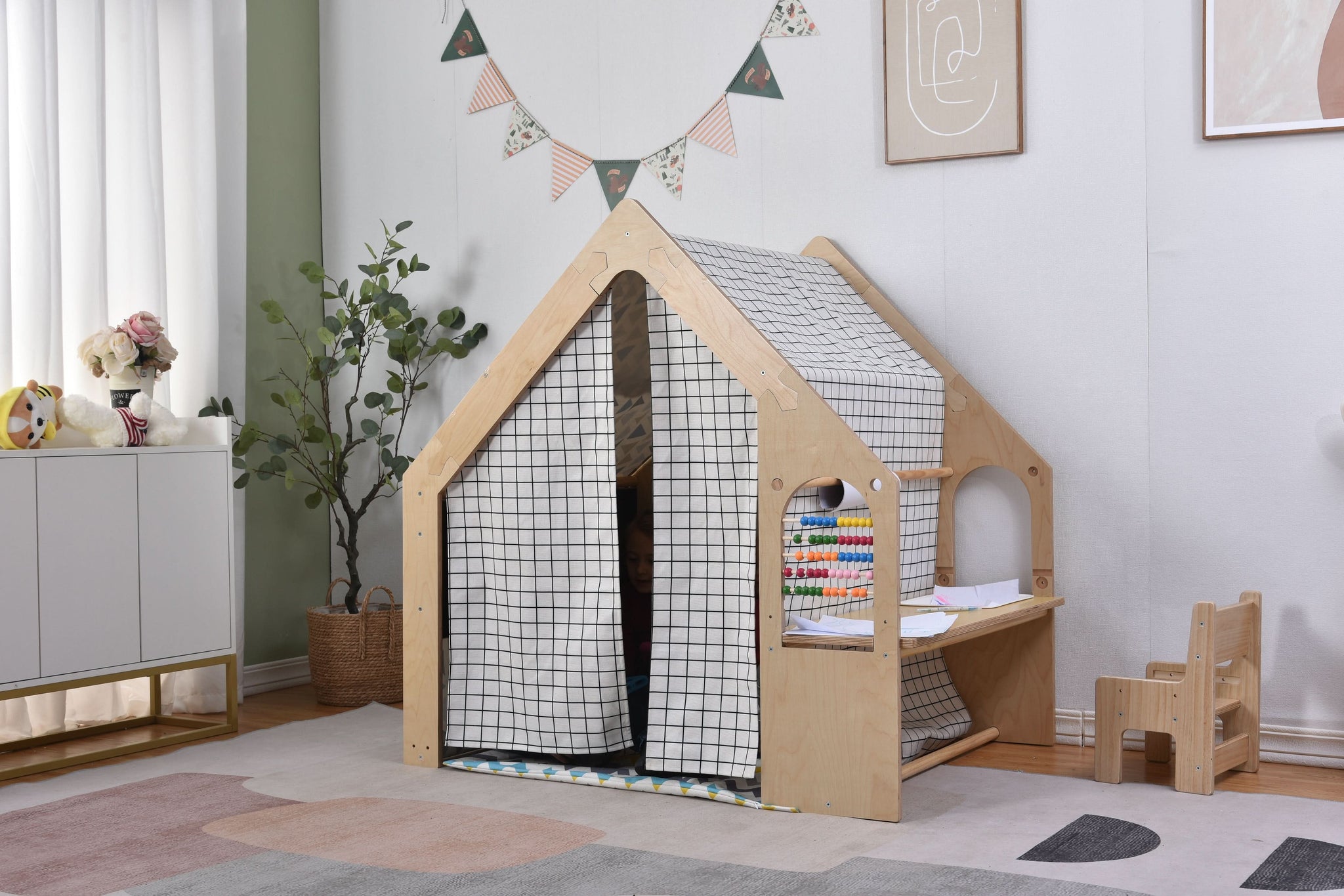 Three Little Tots Flair Playhouse and Sensory Desk - Black and White, additional view