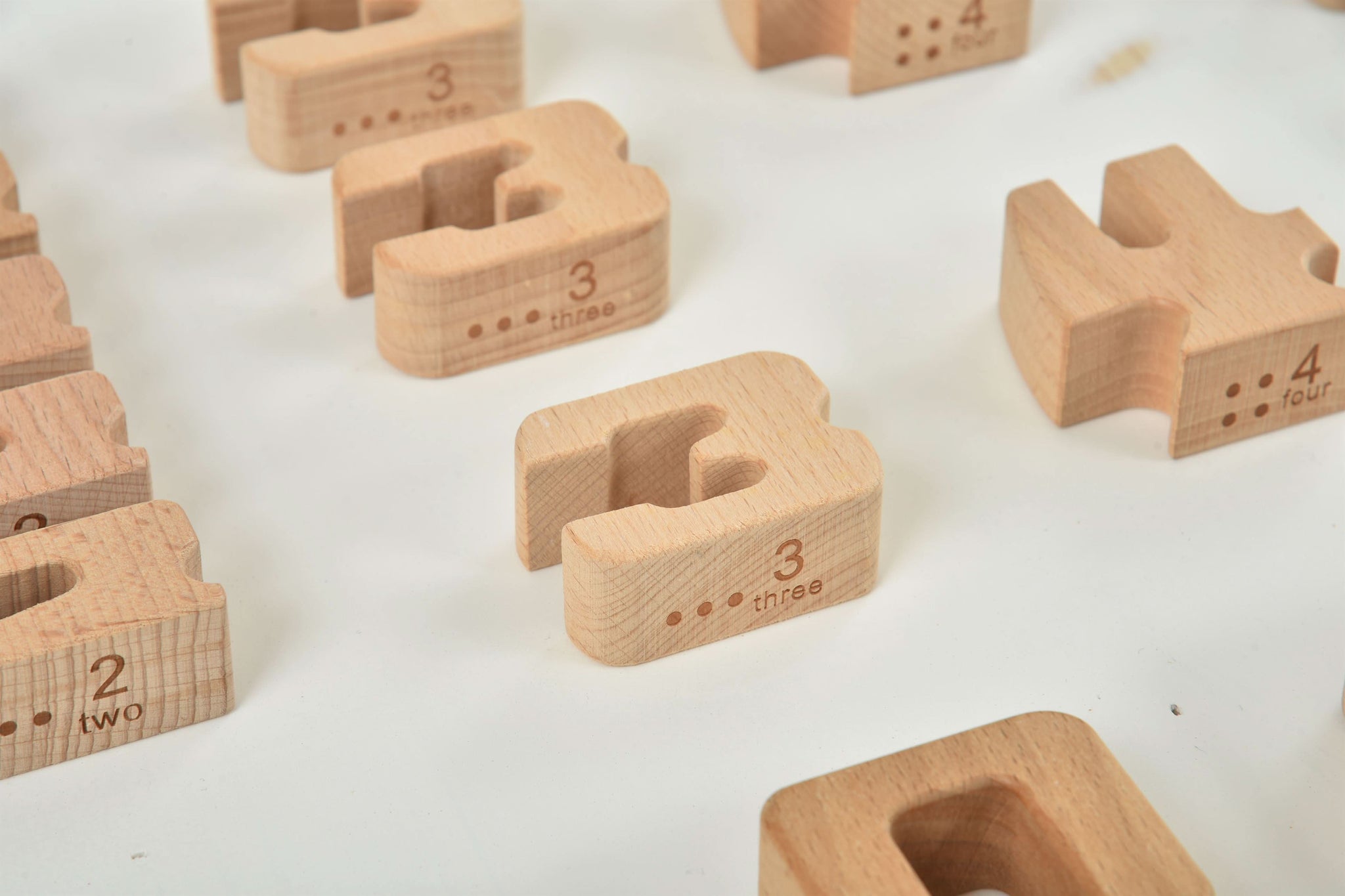 Three Little Tots Montessori Wooden Number Height Blocks Self-Correcting Math Learning Set, another angle