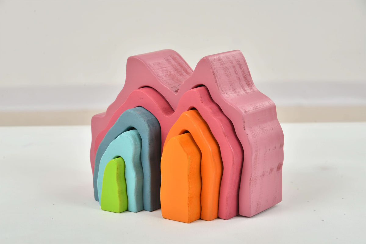 Three Little Tots Wooden Mountain Rainbow Stacker Toy Puzzle Blocks, additional product photo