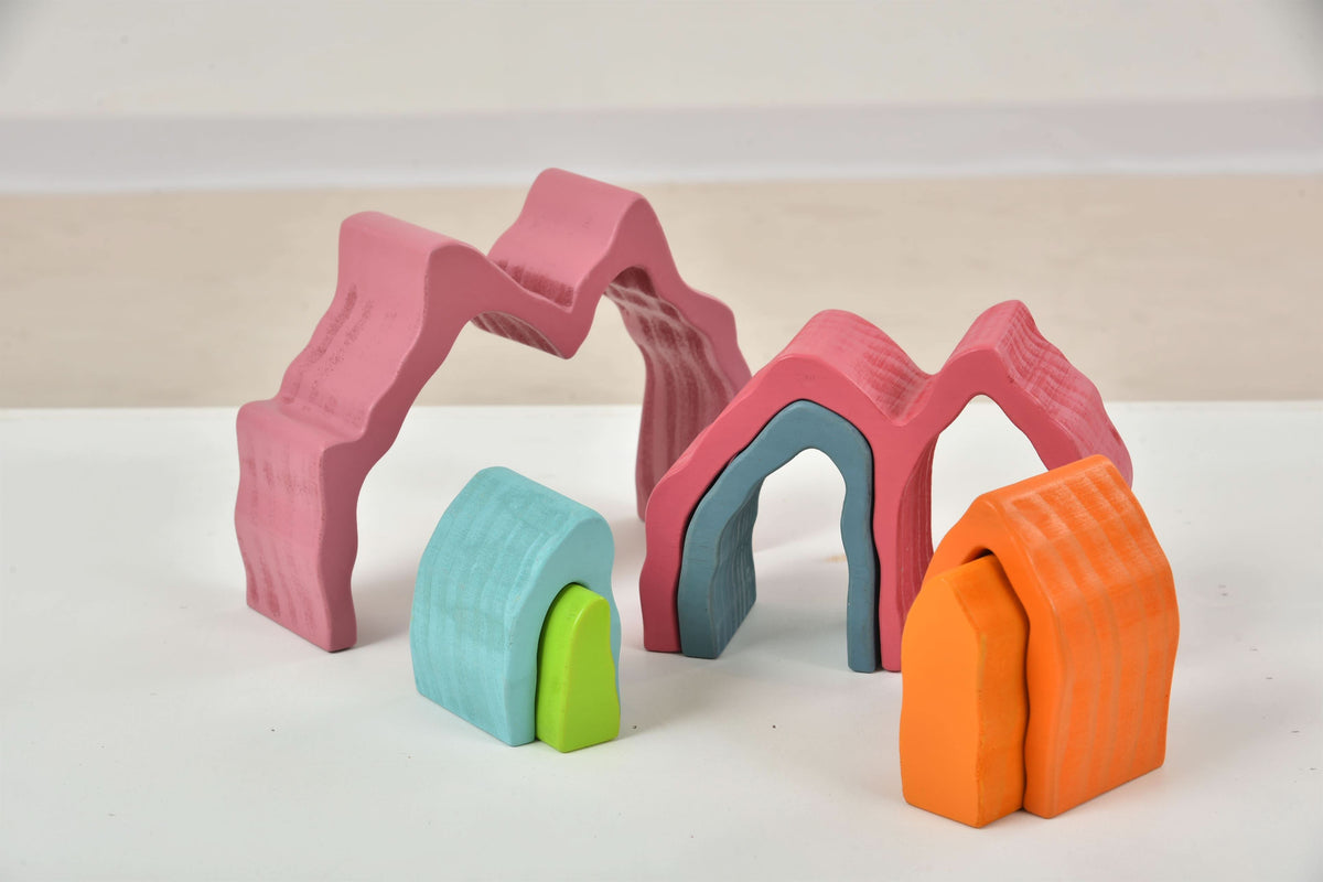 Three Little Tots Wooden Mountain Rainbow Stacker Toy Puzzle Blocks, extra product detail