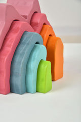 Three Little Tots Wooden Mountain Rainbow Stacker Toy Puzzle Blocks, another angle