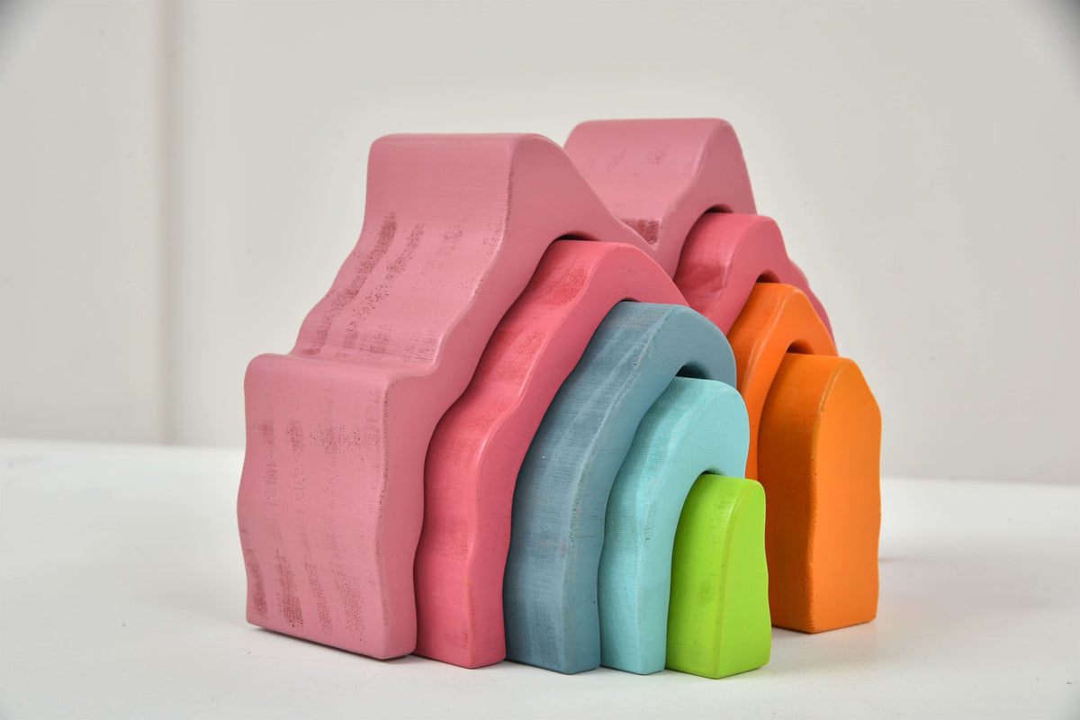 Three Little Tots Wooden Mountain Rainbow Stacker Toy Puzzle Blocks, fourth additional photo