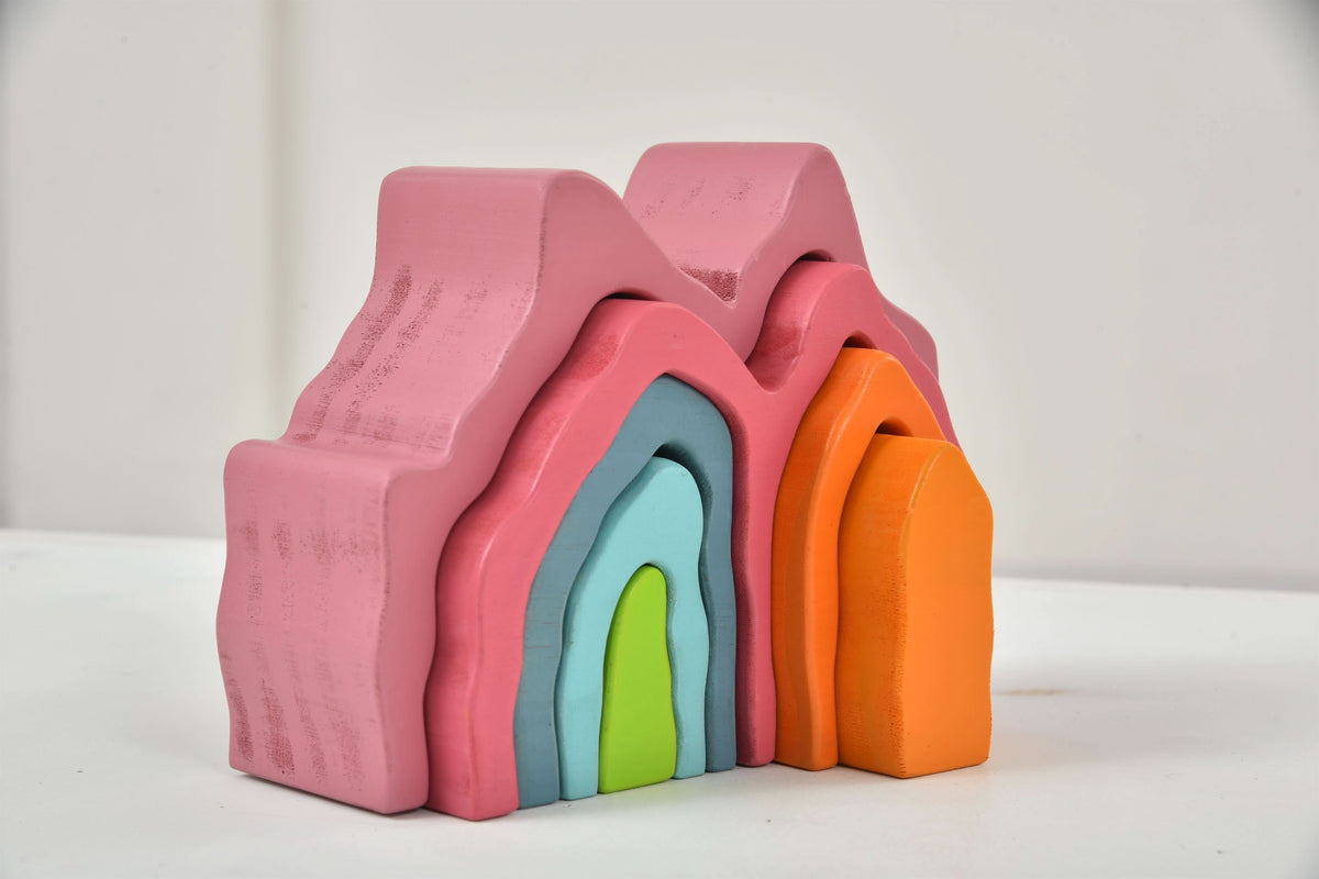 Three Little Tots Wooden Mountain Rainbow Stacker Toy Puzzle Blocks, fifth additional photo