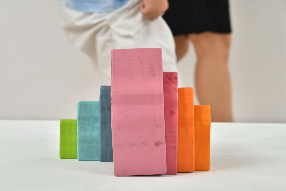 Three Little Tots Wooden Mountain Rainbow Stacker Toy Puzzle Blocks, seventh additional photo