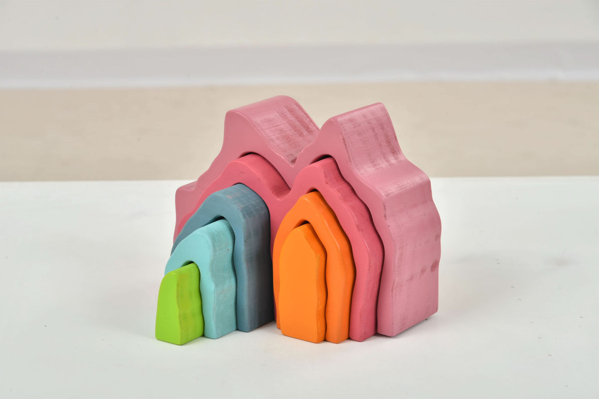 Three Little Tots Wooden Mountain Rainbow Stacker Toy Puzzle Blocks, eighth additional photo