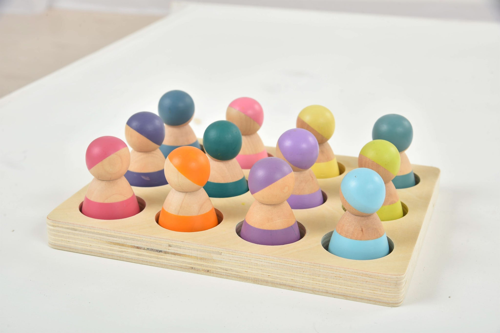 Three Little Tots Wooden Rainbow Peg Dolls Figures 12 Piece Set, supplementary photo