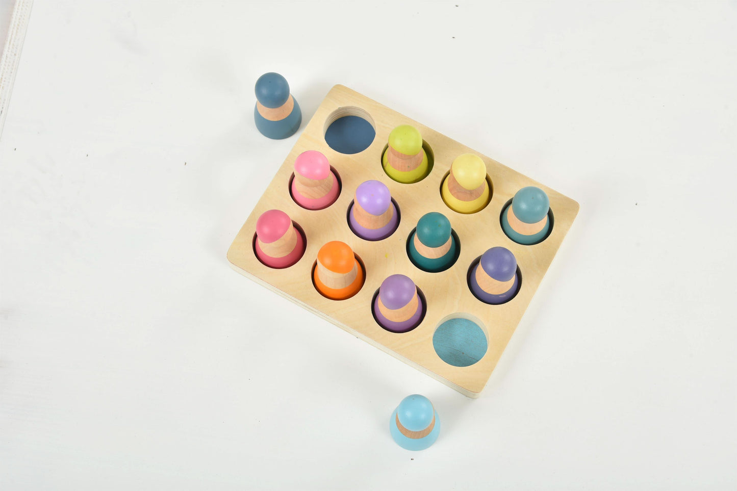 Three Little Tots Wooden Rainbow Peg Dolls Figures 12 Piece Set, fifth additional photo