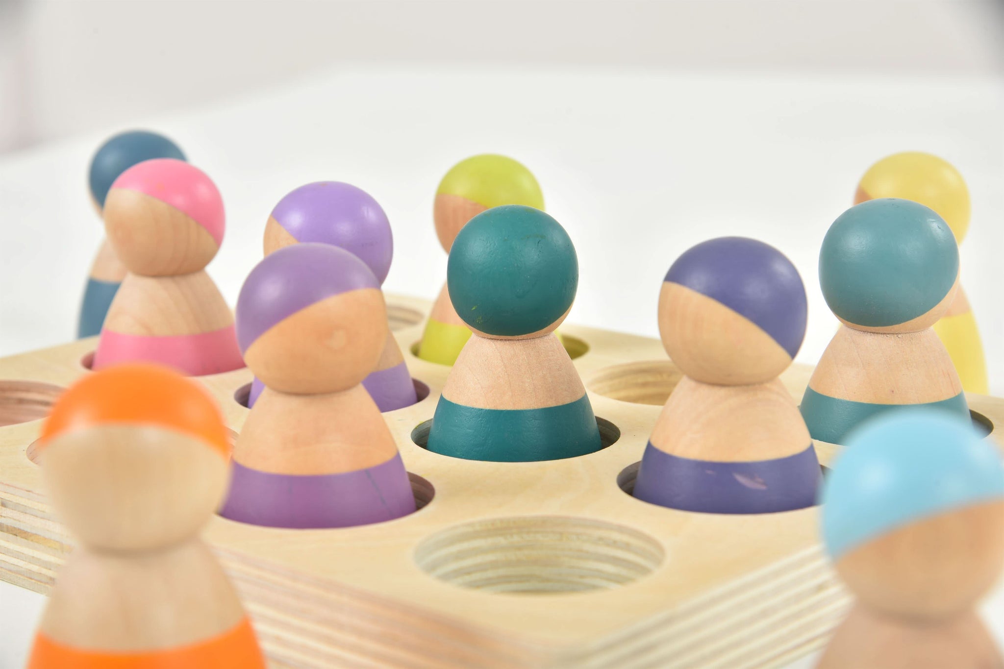 Three Little Tots Wooden Rainbow Peg Dolls Figures 12 Piece Set, ninth additional photo