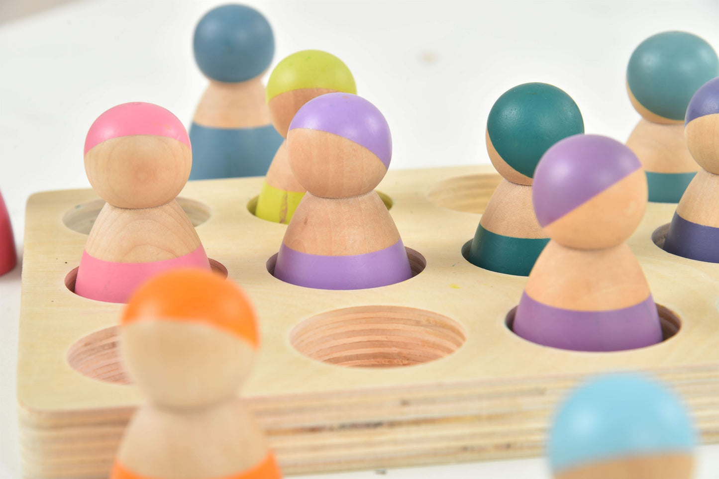 Three Little Tots Wooden Rainbow Peg Dolls Figures 12 Piece Set, additional product photo