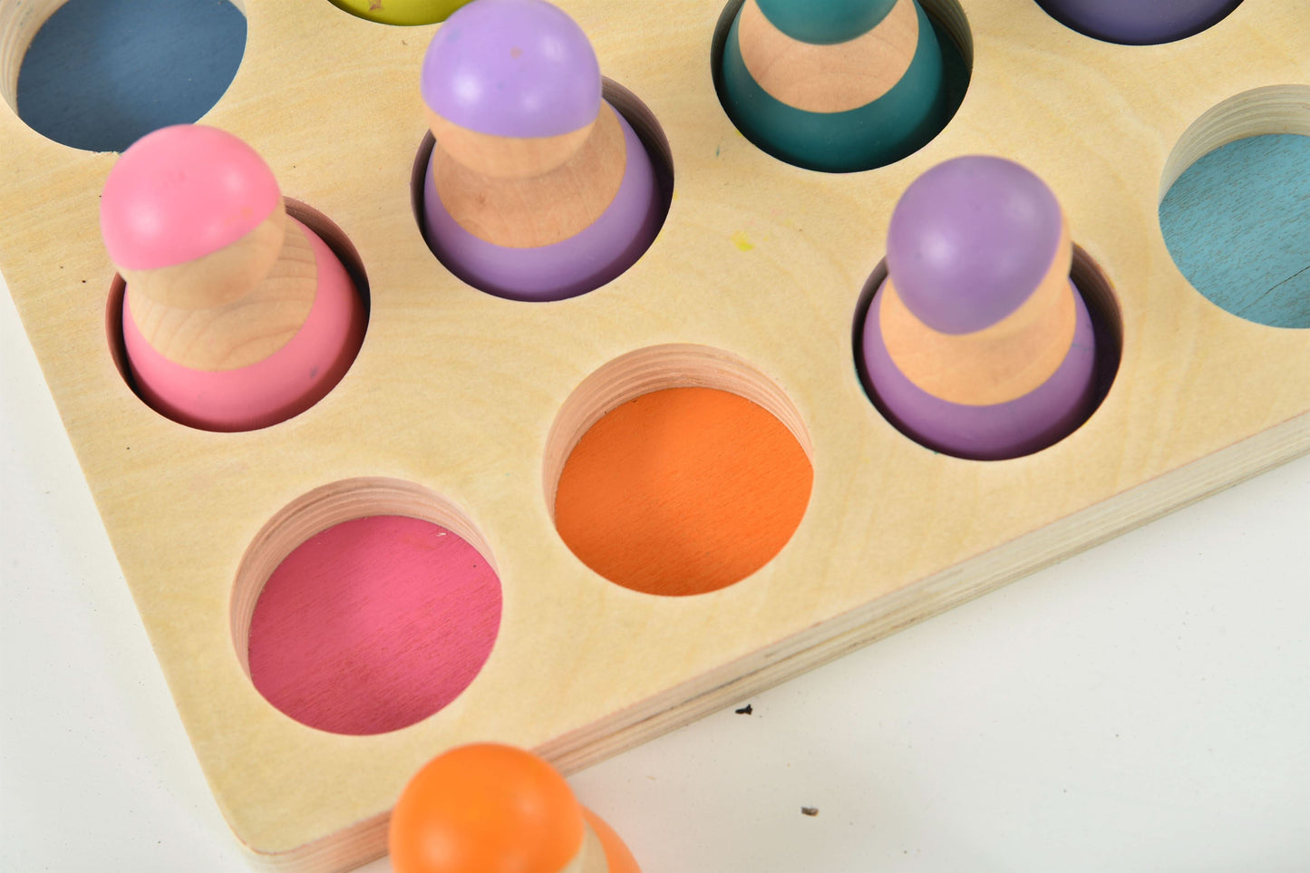 Three Little Tots Wooden Rainbow Peg Dolls Figures 12 Piece Set, additional view