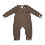 Turkey camo embroidery baby boy Thanksgiving romper