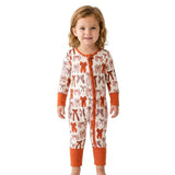 Brown bow baby girls Thanksgiving zipper romper