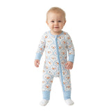 Blue snowman long sleeves baby boys zipper romper