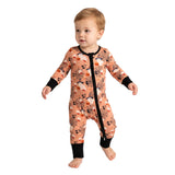 Pumpkin ghost baby boy Halloween zipper romper