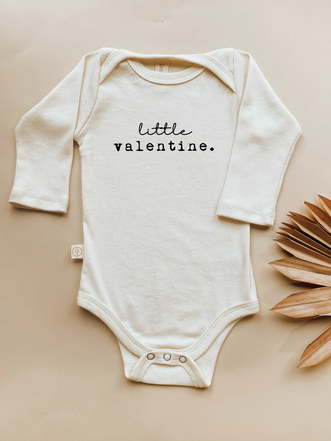 Three Little Tots Little Valentine Organic Baby Bodysuit Long Sleeve, in Black