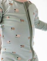 Three Little Tots Lamb Bamboo Convertible Footed Onesie