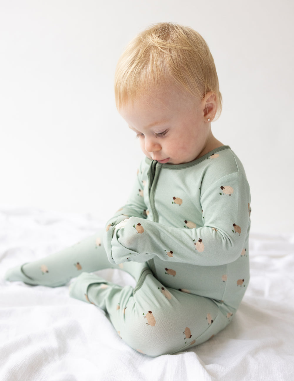 Three Little Tots Lamb Bamboo Convertible Footed Onesie, additional view