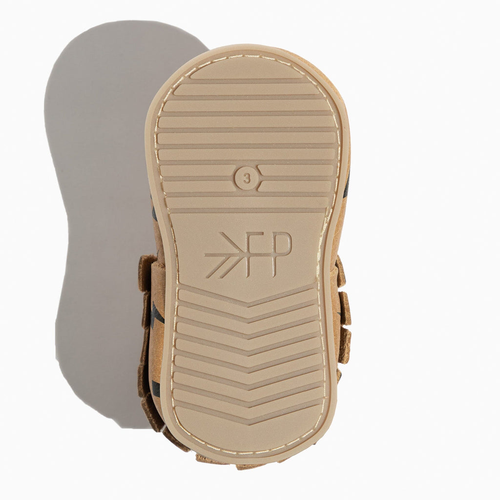 Weathered Brown Lightning Moccasin Baby Shoe