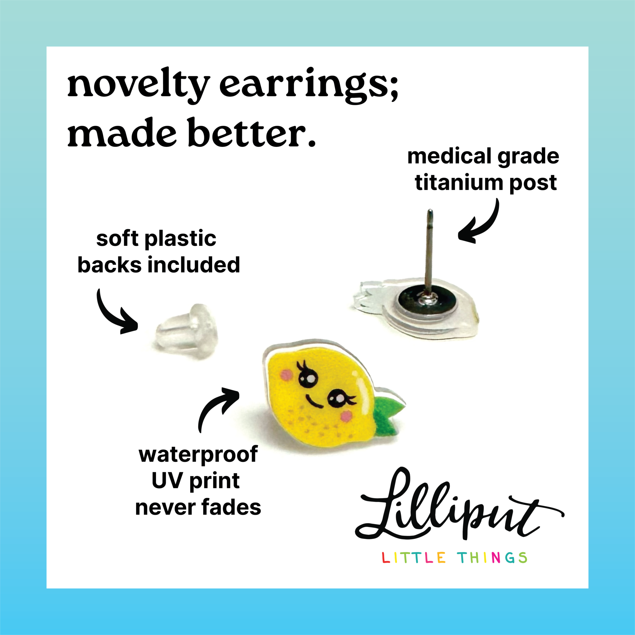 Three Little Tots Lilliput Little Things - Axolotl Earrings, additional product photo