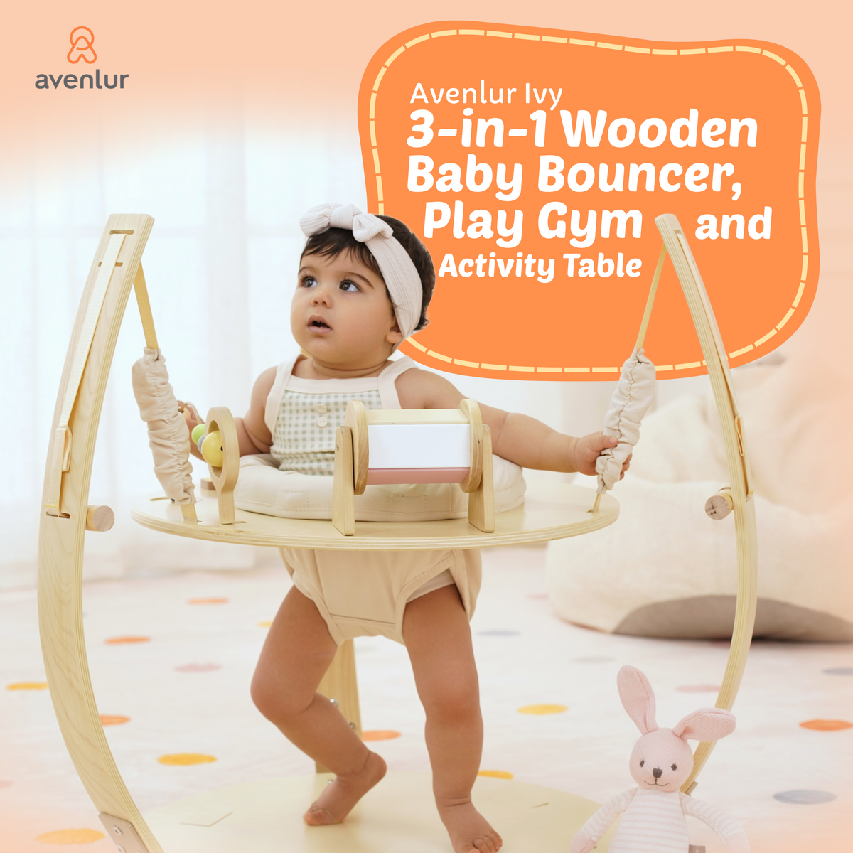 Three Little Tots Ivy 3-in-1 Baby Bouncer Gym and Toddler Activity Table, supplementary photo