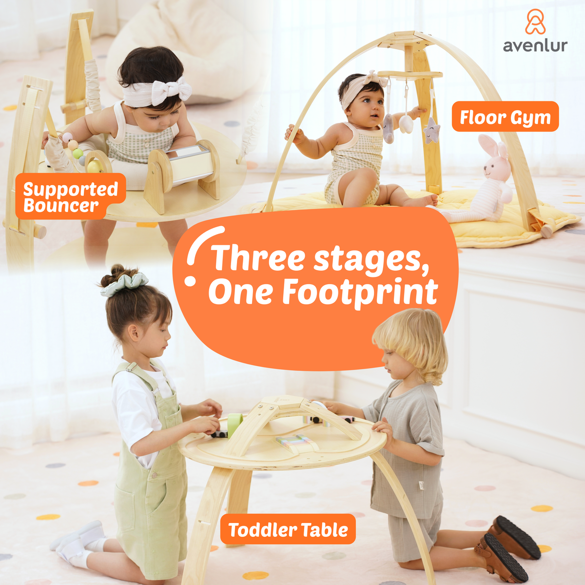 Three Little Tots Ivy 3-in-1 Baby Bouncer Gym and Toddler Activity Table, extra product detail