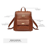 Three Little Tots Signature Diaper Bag Caramel, another angle