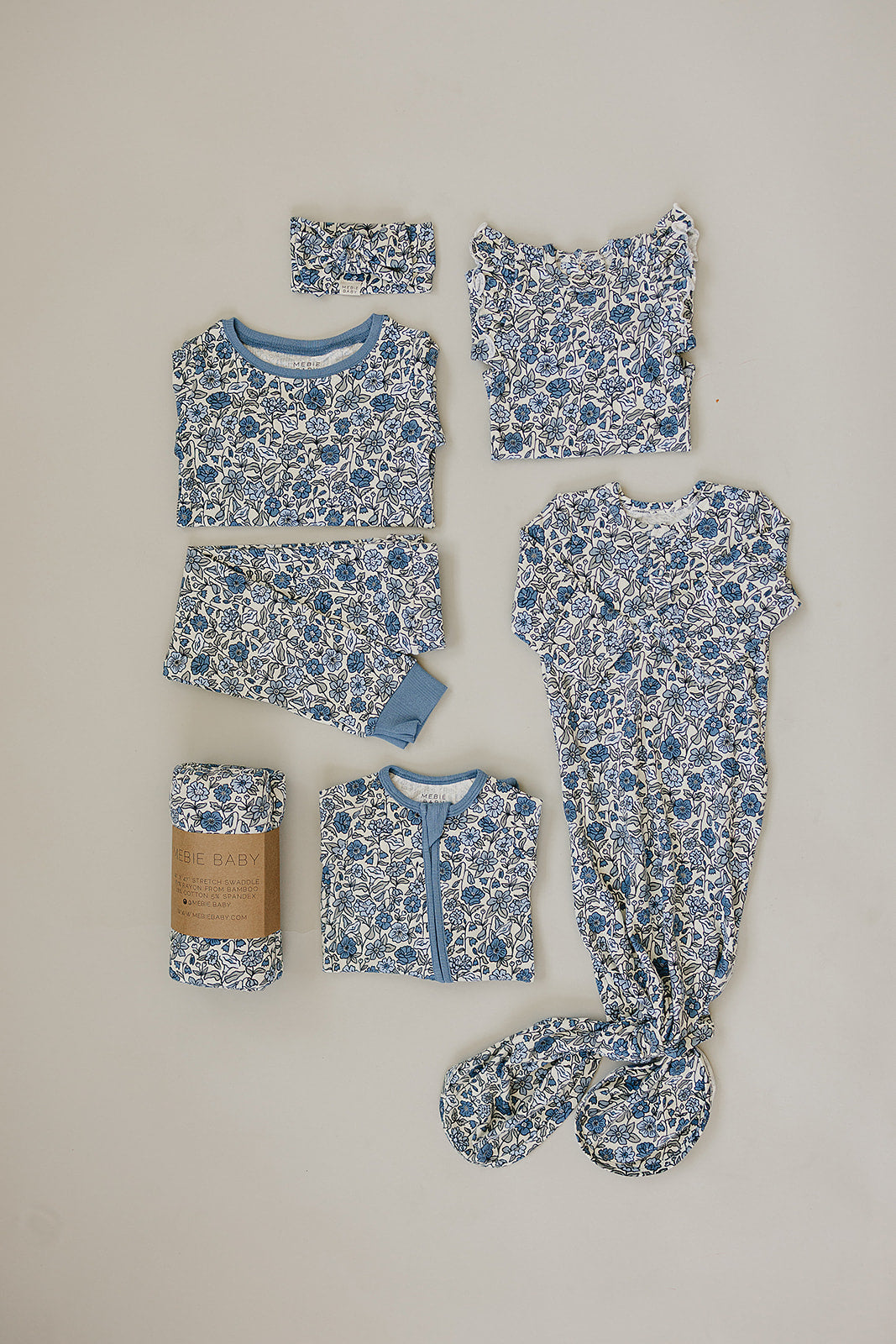 Three Little Tots Bluebell Pointelle Bamboo Knot Gown, additional view