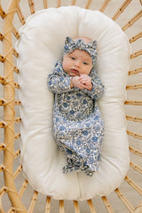 Three Little Tots Bluebell Pointelle Bamboo Knot Gown, additional product photo