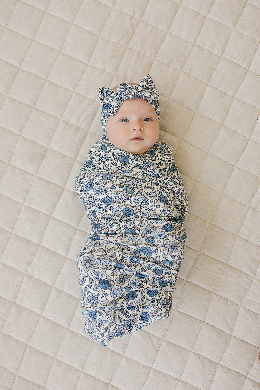 Three Little Tots Bluebell Pointelle Bamboo Head Wrap, additional product photo