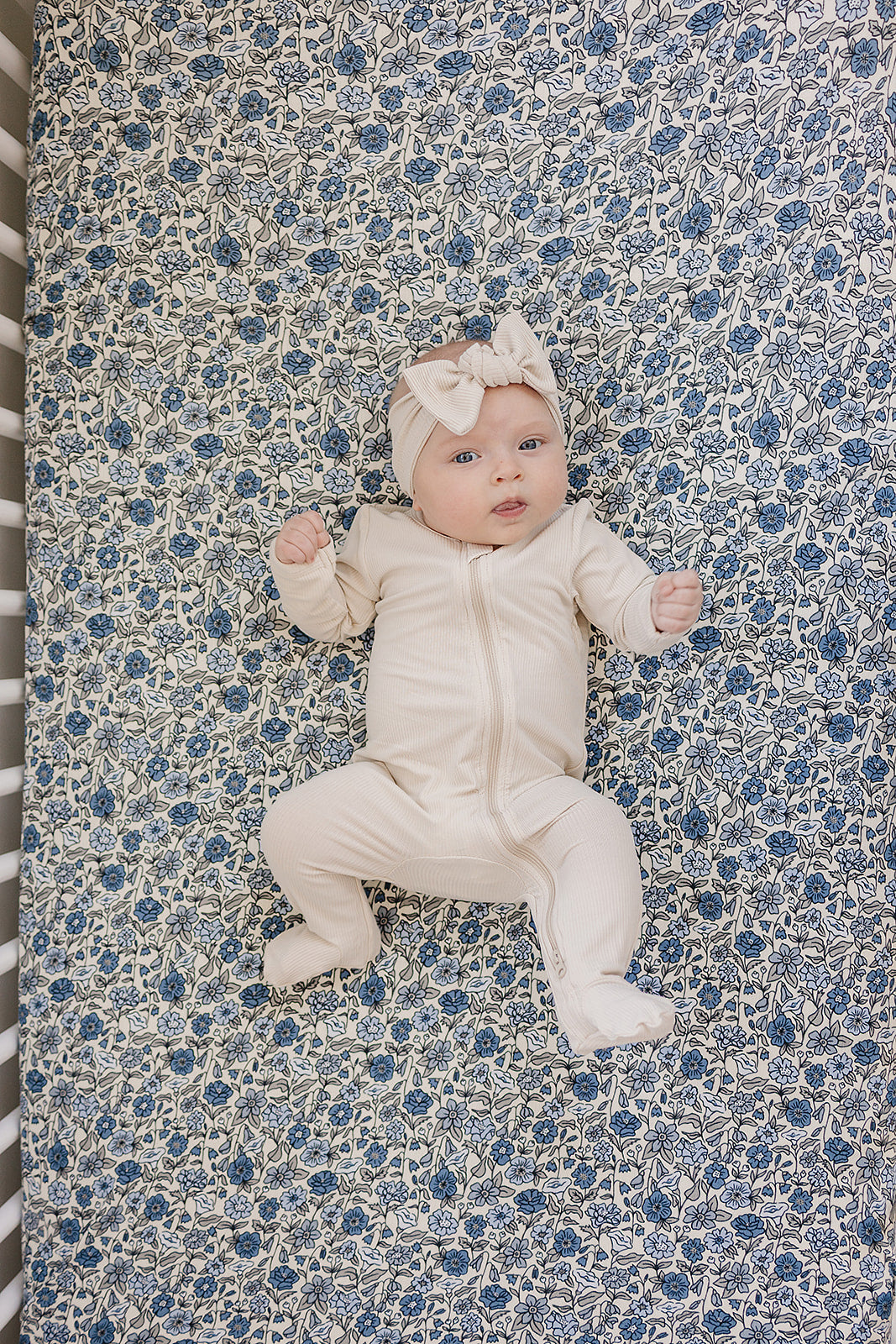 Three Little Tots Bluebell Pointelle Bamboo Stretch Crib Sheet, additional product photo