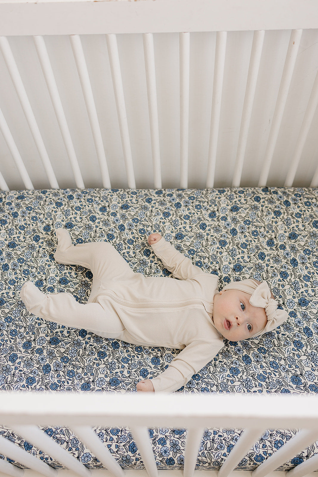 Three Little Tots Bluebell Pointelle Bamboo Stretch Crib Sheet, alternate angle