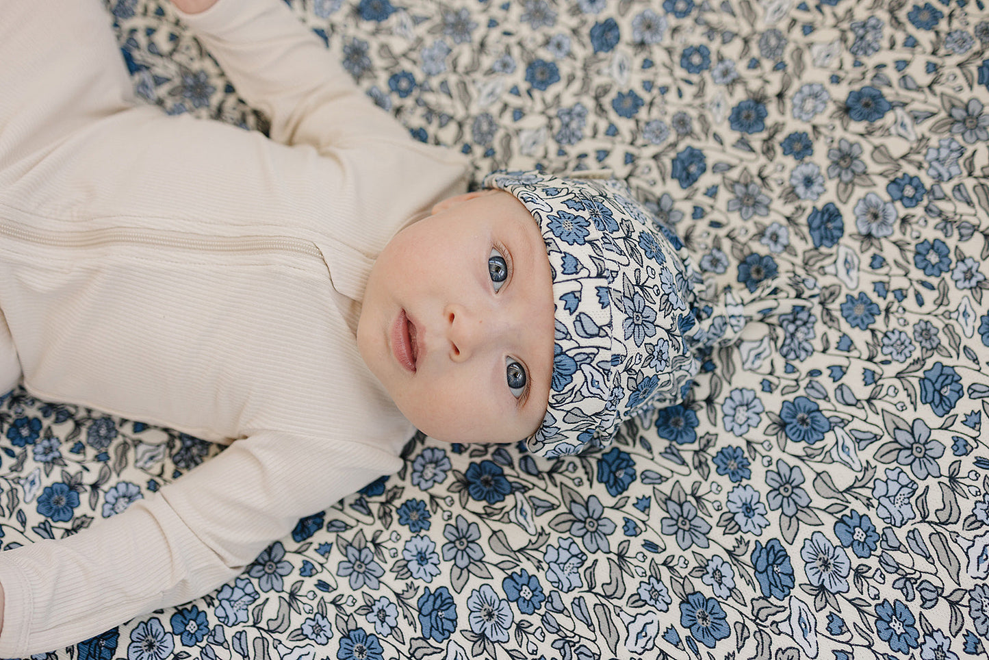 Three Little Tots Bluebell Pointelle Bamboo Newborn Knot Hat, additional product photo