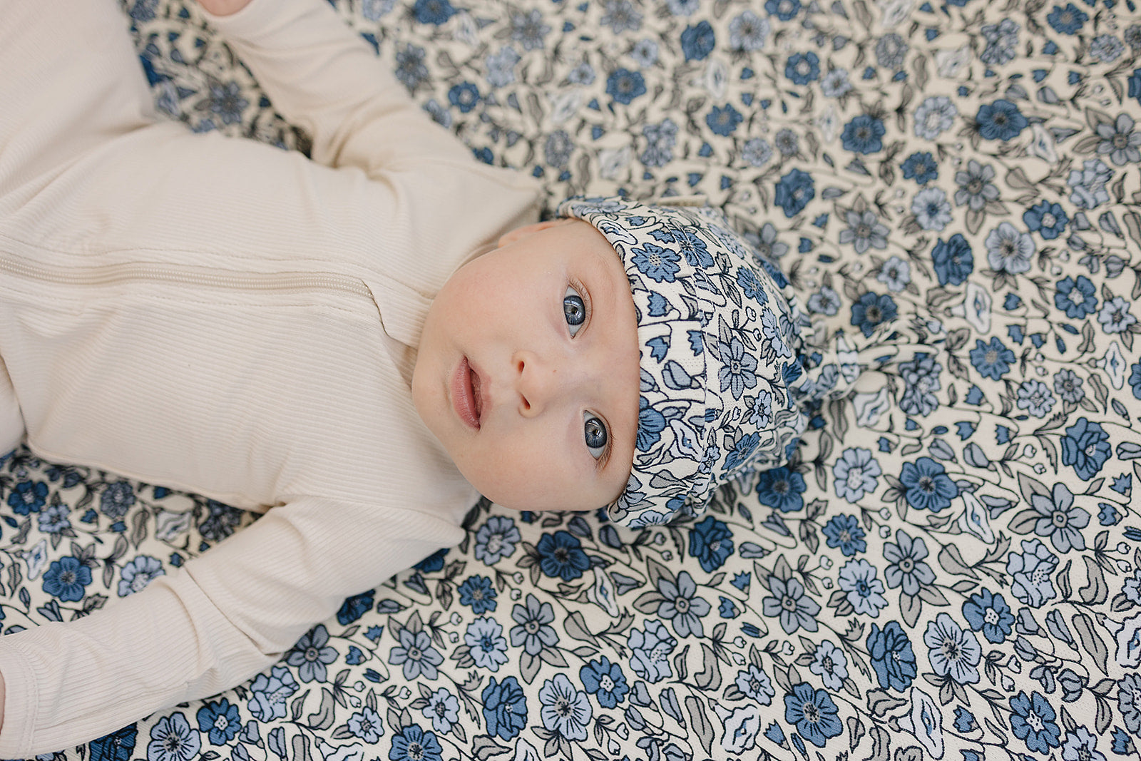 Three Little Tots Bluebell Pointelle Bamboo Newborn Knot Hat, additional product photo