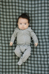 Navy Plaid Muslin Crib Sheet